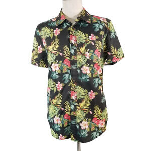 Blacksmith Unbreakable Hawaiian shirt men's medium large black floral tropical